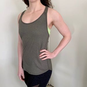 American Eagle Outfitters Performance tenniscore gray neon yoga racerback tank